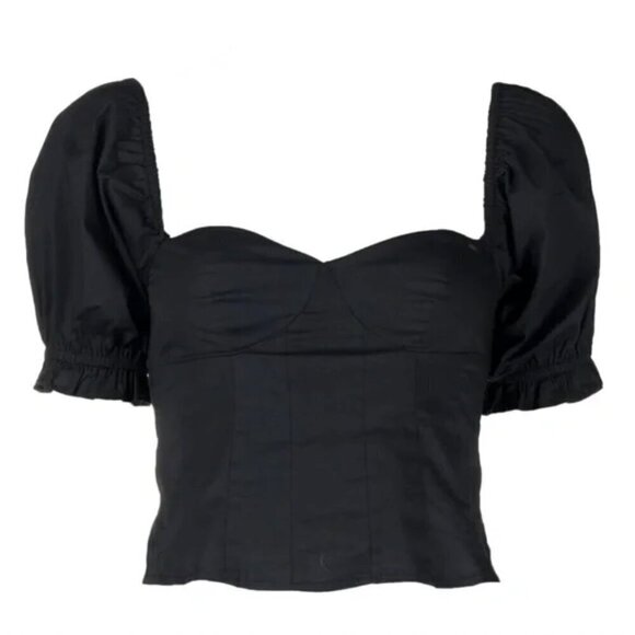 STAUD Lina Cottin Poplin Puff Sleeve Top - Picture 1 of 5